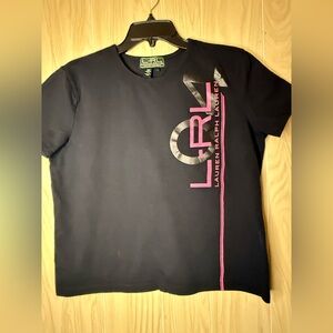 Ralph Lauren Kids Black Tee with Pink Accents